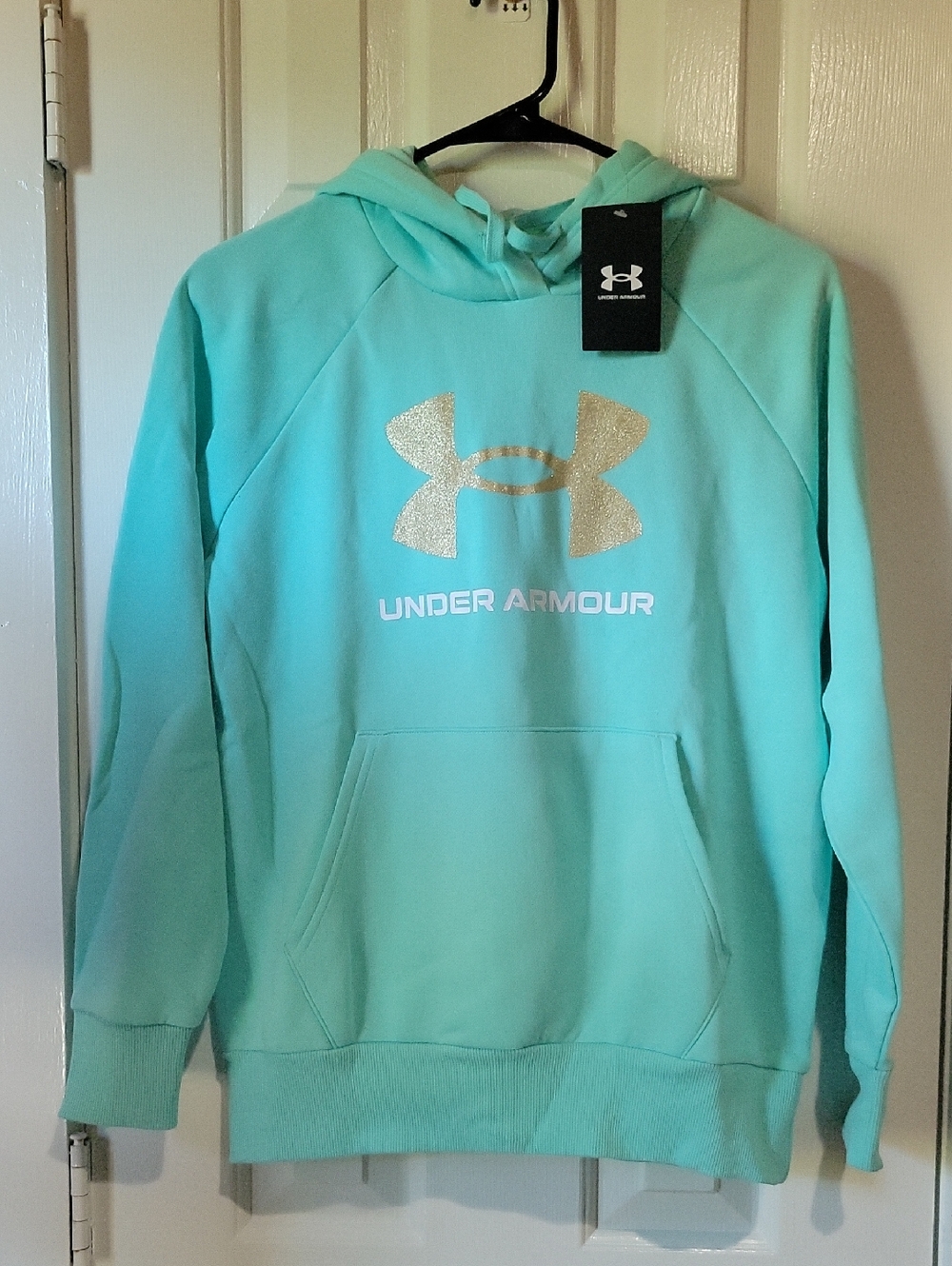Under Armour Aqua Hoodie with Gold Logo NWT